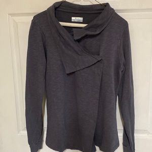 Columbia Asymmetric Gray Fleece Jacket, Sz L